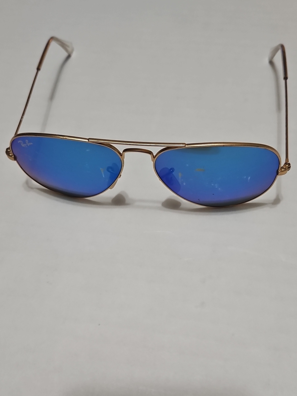 Ray-Ban 3025 Gold Frame Aviator Metal Sunglasses w/Blue Lenses 58 14 135 3N
